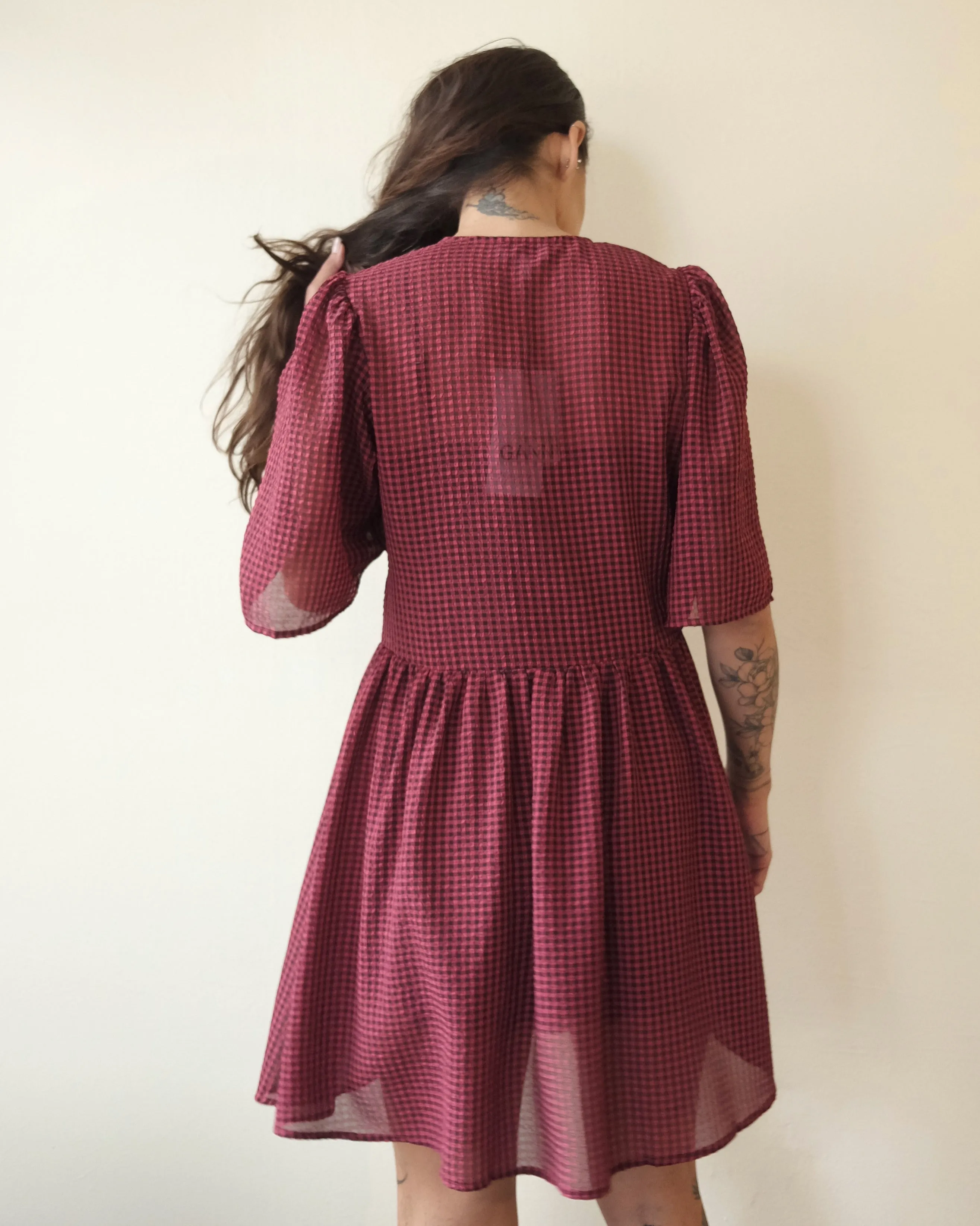 Tie String Wrap Dress, Wine