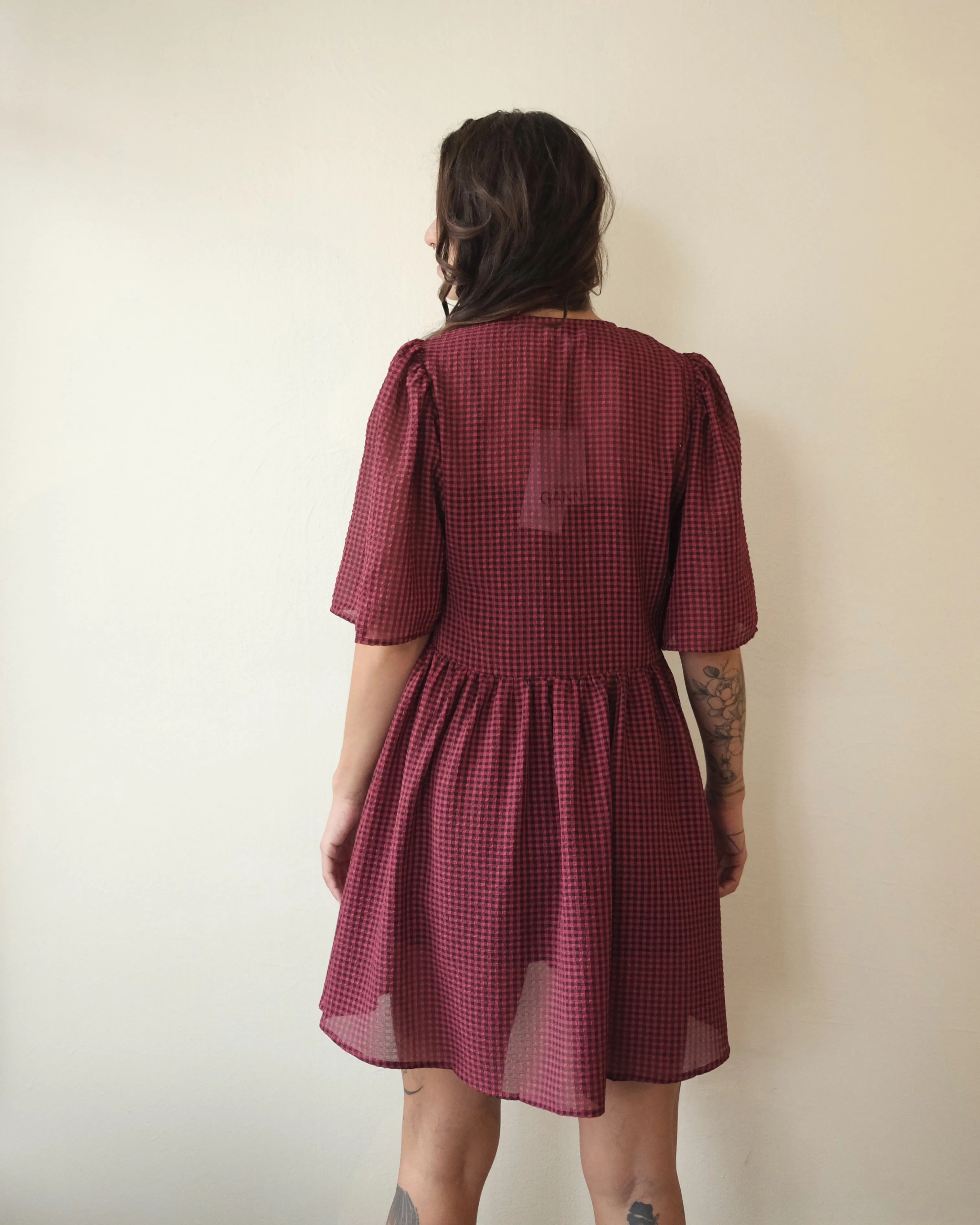 Tie String Wrap Dress, Wine