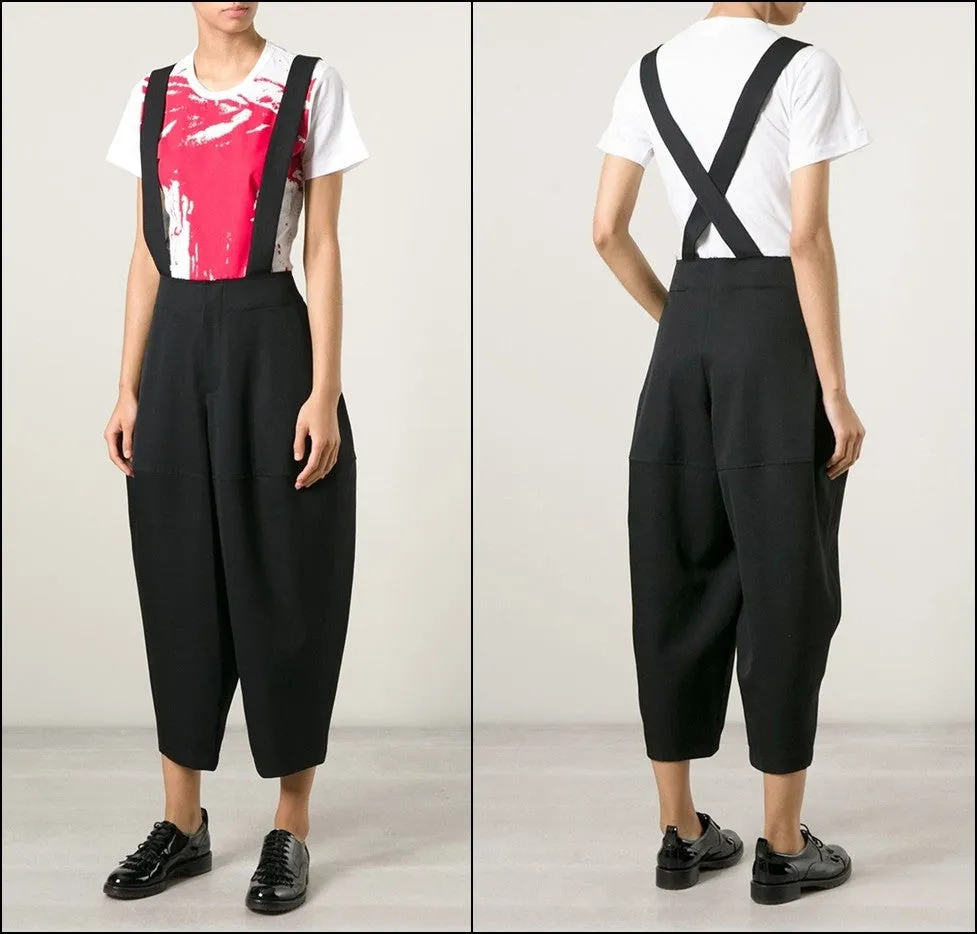 Wide Leg Suspender Trousers // Strap Detail Trousers Jumpsuit