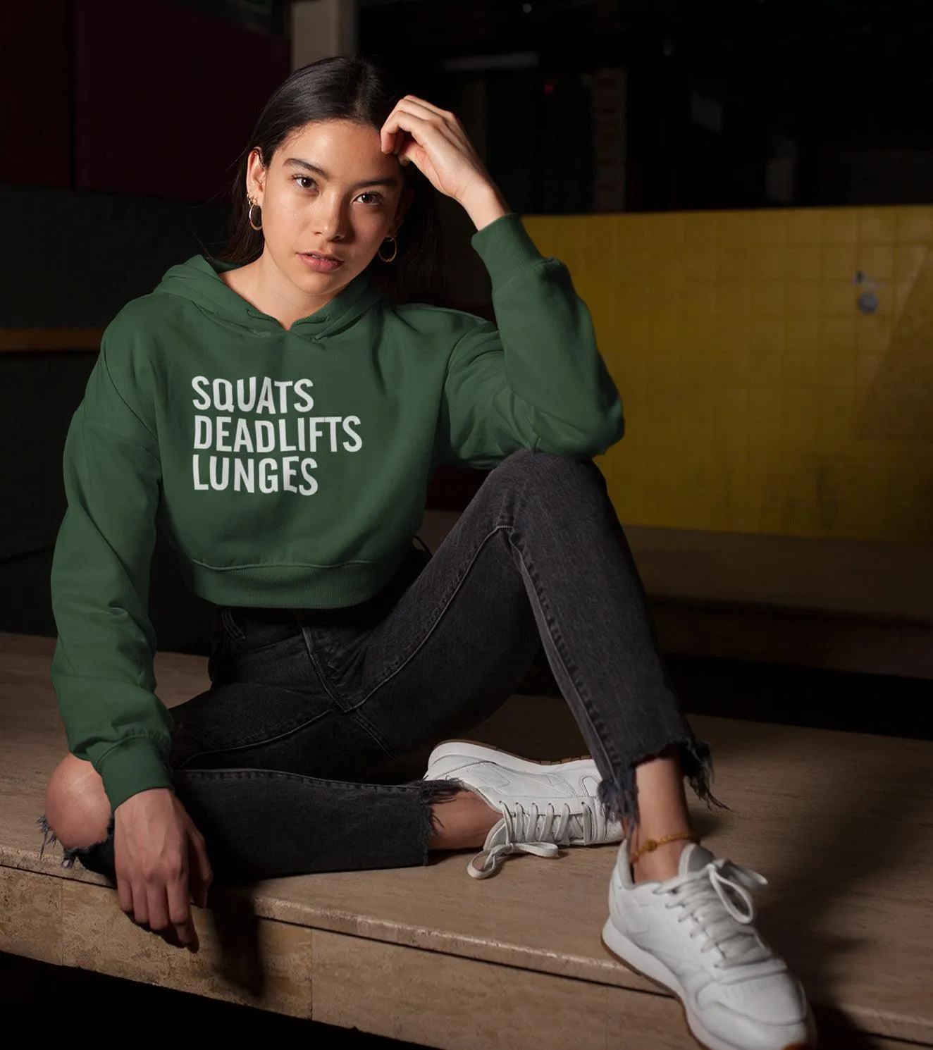 Women's crop Hoodie ( Squat deadlift)