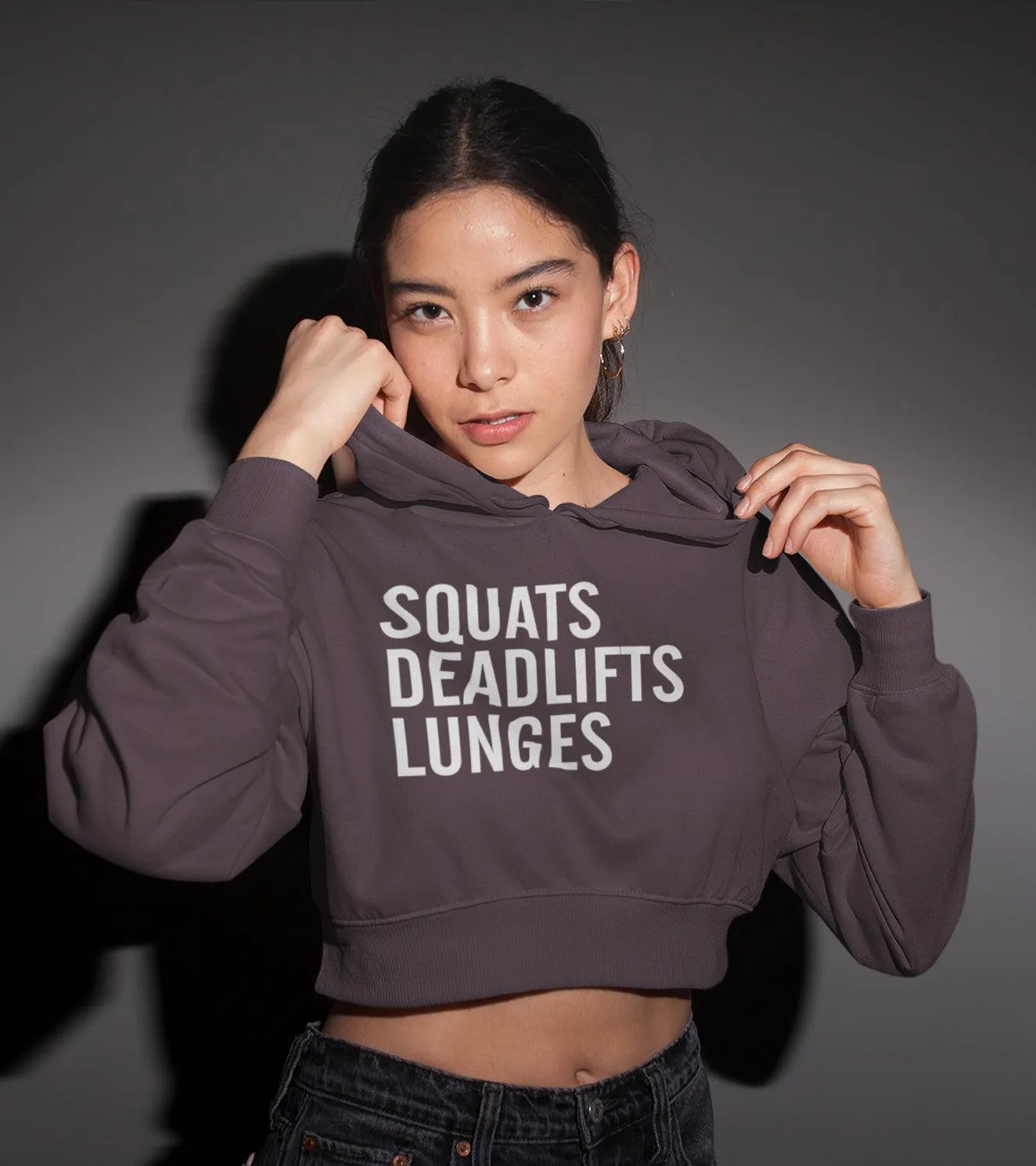 Women's crop Hoodie ( Squat deadlift)