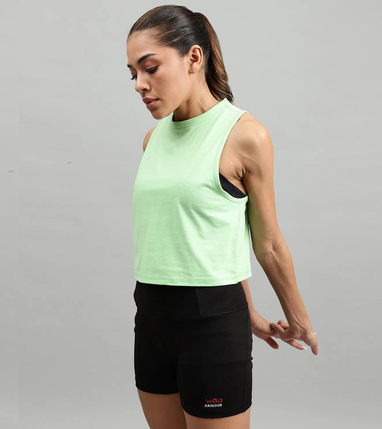 Women's crop muscle tank top Light green