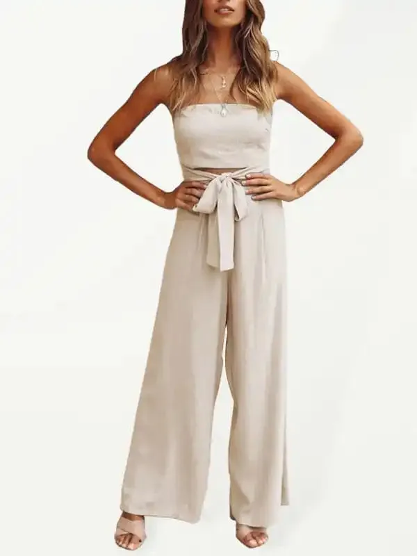 Women’s Strapless Tie-waist Jumpsuit