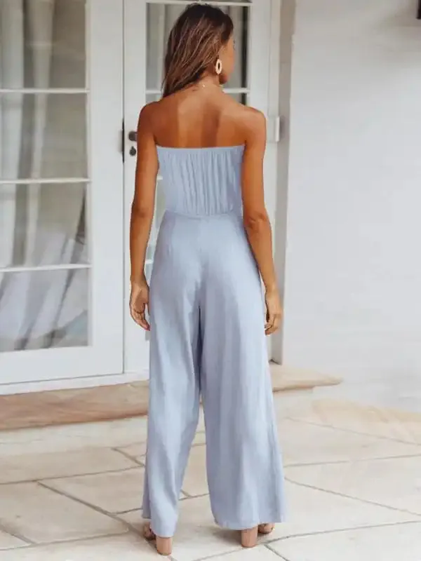 Women’s Strapless Tie-waist Jumpsuit