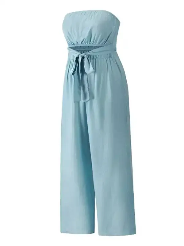 Women’s Strapless Tie-waist Jumpsuit