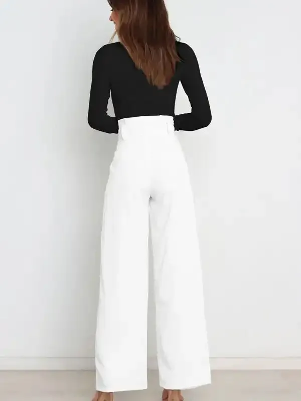 Women’s trousers casual versatile wide leg trousers with belt