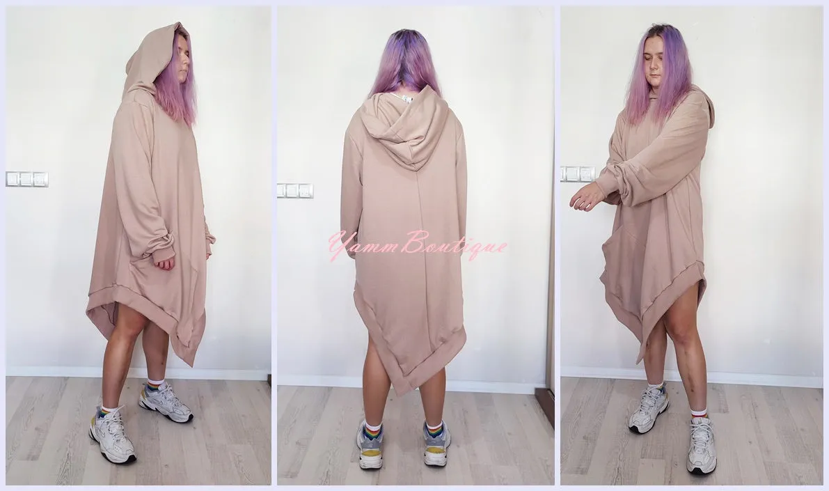 XS-6XL Women Asymmetric Hem Hoodie / Curved Hem   PLUS SIZE